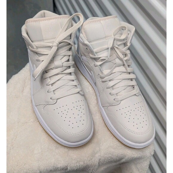 Nike Air Jordan 1 Women's Size 9 Mid Top Phantom White Light Brown Sneakers NWOB - Picture 3 of 9